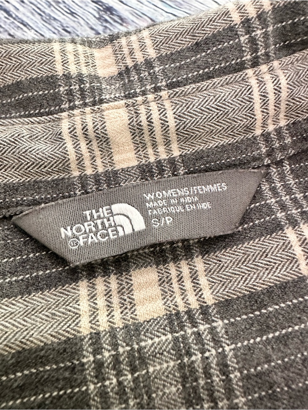 The North Face Casual Plaid Button-Up Shirt in Black & Cream - Picture 6 of 9